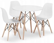 Jedálenský stôl TODI biely 80 cm s tromi stoličkami OSAKA biele