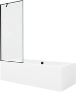 Mexen Cube obdĺžniková vaňa 180 x 80 cm s obkladom a 1-krídlovou sprchovou zástenou 80 cm, Čierny vzor - 550518080X9508007070