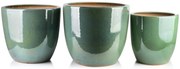 Súprava 3 kvetináčov s odtokom a zátkou Neva Marble zelená