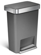 Obdĺžnikový pedálový kôš 45 l, šedý plast/nerez, sivá