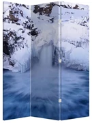 Paraván - Vodopád v zime (126x170 cm)