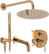 Rea Lungo, podomietková sprchová súprava s vaňovou výlevkou + box, medená lesklá, REA-P7998