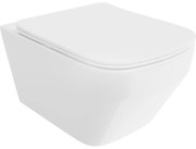 Mexen Riva, závesná WC misa 555x370x335 mm, Rimless Tornádo + WC sedadlo z duroplastu, biela lesklá, 30630200T