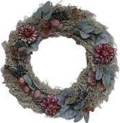 Jesenný dekoratívny veniec s trávou a kvetmi Fleuria - Ø 46*8 cm