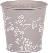 Obal na kvetináč šedý s bielymi ružami, 11 cm%