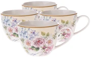 4-dielna sada porcelánových šálok Roses, 90 ml