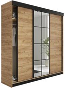 Skriňa Lamaro 200 dub craft zlatý + čierne vložky