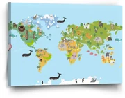 Sablio Obraz Zvieracia mapa sveta - 60x40 cm