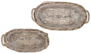 2ks ratanový oválny kvetináč /kôš s ušami Ivy grey - 42*23*17/ 36*20*14 cm