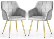 Sada dvoch jedálenských stoličiek LUXANO zamatové, sivé / zlaté nohy (2 ks)