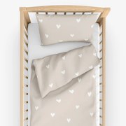 Goldea detské bavlnené obliečky do postieľky - srdiečka na latte 90 x 130 a 40 x 60 cm