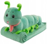 Plyšová HÚSENICA s detskou dekou vo vnútri, zelená