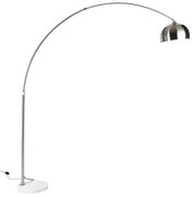 Oceľová oblúková stojaca lampa s bielym mramorovým podstavcom s oceľovým tienidlom - Arc XXL