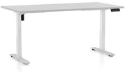 Výškovo nastaviteľný stôl OfficeTech B, 160 x 80 cm, biela podnož, svetlo sivá