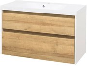 Mereo Mereo, Opto, kúpeľňová skrinka s umývadlom z liatého mramoru, 101 cm, biela, dub, biela/dub, čierna, MER-CN932M