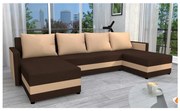 Čalúnená univerzálna rozkladacia rohová sedacia súprava do U BRISTOL hnedá/béžová