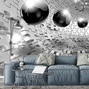 Fototapeta - 3D guľa v šedej farbe (254x184 cm)