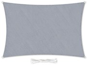 Pravouhlá slnečná clona, 3 x 4 m, s upevňovacími okami, polyester, priedušná, svetlosivá