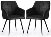 Sada dvoch jedálenských stoličiek LUXANO zamatové, čierne / čierne nohy (2 ks)