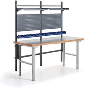 Dielenský stôl SOLID, s panelom na náradie, boxami a policami, 2000x800 mm, vinyl
