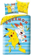Obojstranné posteľné obliečky Pokémoni Pikachu a Scorbunny - 100% bavlna - 70 x 90 cm + 140 x 200 cm