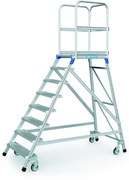 Zarges Hliníkový pojazdný rebrík s plošinou, 8 priečok, výška plošiny 1,92 m