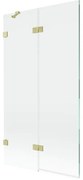 Mexen Lunar, 2-krídlová vaňová zástena ľavá 100 x 150 cm, číre sklo, zlatá matná, 897-100-100-55-00-L