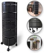 Otočný regál na kolieskach ROUND SZ33 s 5 košíkmi, čierny