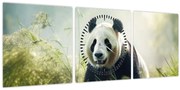 Obraz - Panda (s hodinami) (90x30 cm)