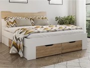 Posteľ s úložnými zásuvkami Asko 180x200 cm, biela/dub sonoma%