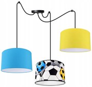 Detské závesné svietidlo Soccer Spider, 3x textilné tienidlo so vzorom (mix 6 farieb), (výber z 2 farieb konštrukcie)