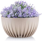 PLASTOVÝ KVETINÁČ STRIPPED ECO 16X30 CM BÉŽOVÁ