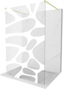 Mexen Kioto, sprchová zástena Walk-In 100 x 200 cm, 8mm číre sklo biely vzor, zlatý matný profil, 800-100-002-55-97