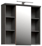 Nástenná kúpeľňová skrinka VENOM so zrkadlom antracit/hnedá