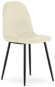 Béžová zamatová stolička COMO s čiernymi nohami