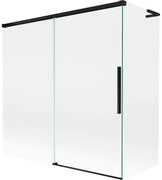 Mexen Rox, L posuvná 2-krídlová vaňová zástena 160 + 70 x 150 cm, 8mm číre sklo, čierny matný profil, 8C9L-160-070-70-00