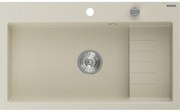 Mexen Omar, 1-komorový granitový drez 800x480x210 mm, chrómový sifón, béžová, 6520801005-69