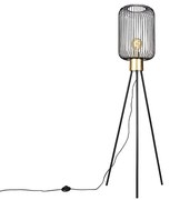 Dizajnová stojaca lampa čierna so zlatom - Mayelle