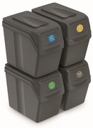 Set košov na triedený odpad, 4 x 20 l, sivá
