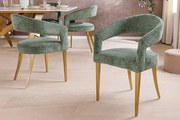 Luxusná jedálenská stolička Lille zelená štrukturovaná látka