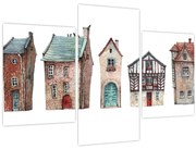 Obraz - Akvarelové domčeky (90x60 cm)