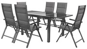 Livarno home Hliníkový záhradný stôl Houston, strieborný + Hliníkové kreslo Toronto s vysokým operadlom, antracitové, 6 kusov  (800008086)
