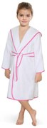 Bellatex Detský froté župan biely s ružovým lemom, 68 cm