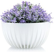 PLASTOVÝ KVETINÁČ STRIPPED ECO 16X30 CM BIELA