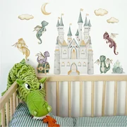 Gario Detská nálepka na stenu The world of dragons - draci, vajíčka, poklad, diamanty a zámok