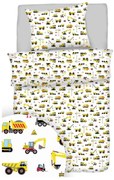 Obliečky bavlnené Stavebné stroje TiaHome - 1x Vankúš 90x70cm, 1x Paplón 140x200cm