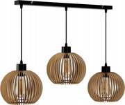 LED závesná lampa 3xE27 drevená nastaviteľná do kuchyne obývačky atmosférická
