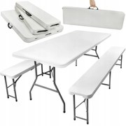 JAKS Skladací pivný set 180 cm biely