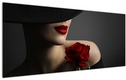 Obraz - Žena s ružou (120x50 cm)