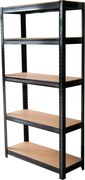 Regál Racks, kovový, MDF, 5 políc,  antracit (1800 x 900 x 400 mm)